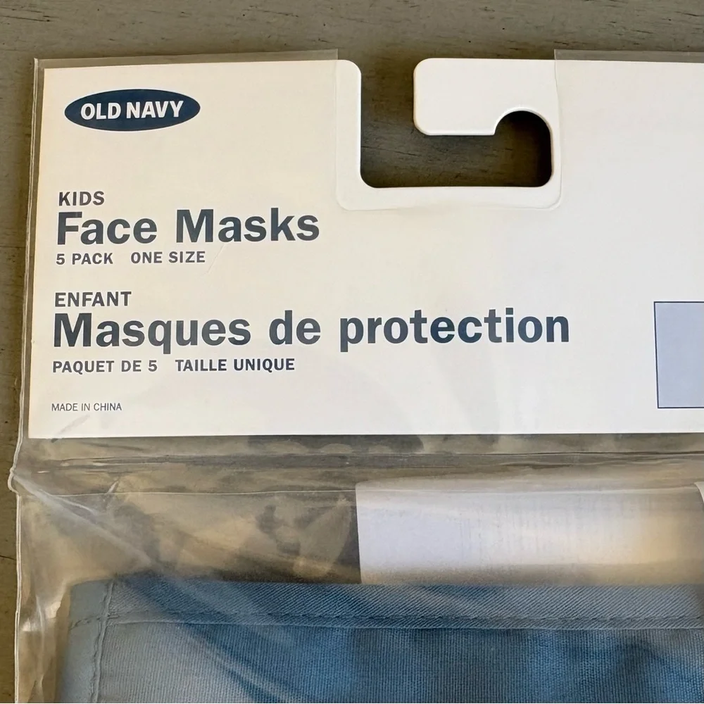 Old Navy KIDS Face Mask Pack of 5 Unisex One Size 100% Cotton Washable NWT